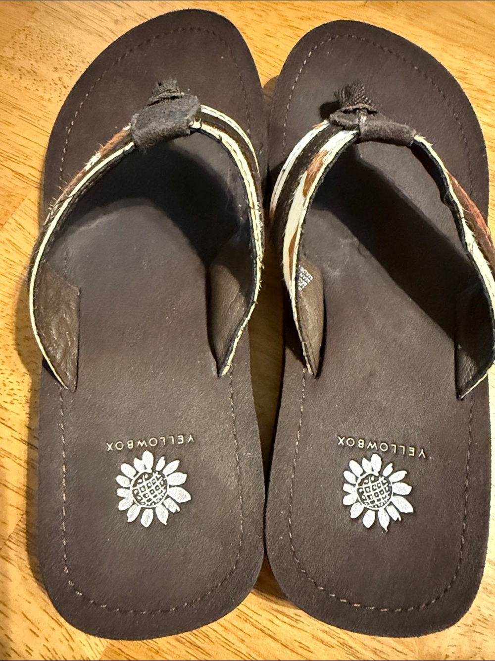 Yellow Box Brown, Cream & Tan Strappy Flip Flop Sandals - Picture 3 of 6